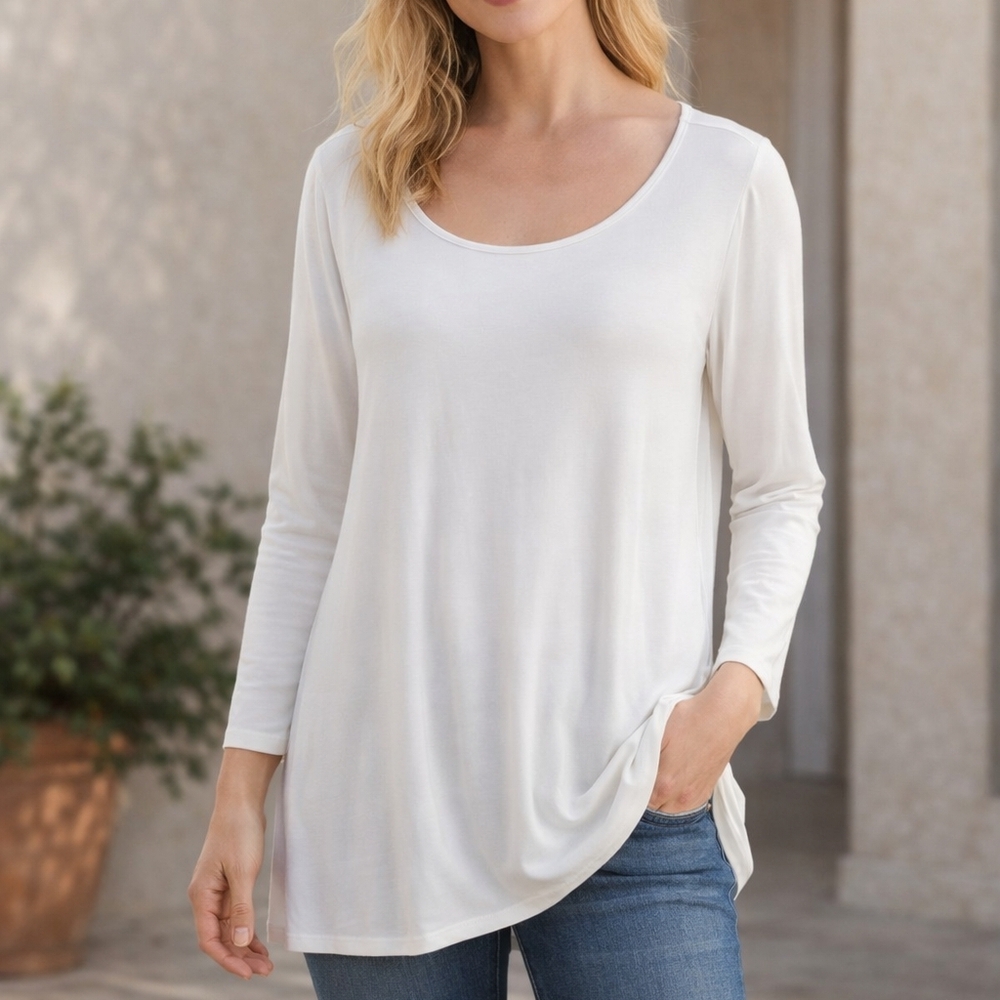 Soft Surroundings Women's White Long Sleeve Top.